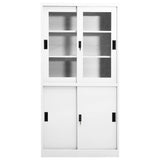 Office Cabinet with Sliding Door White 90x40x180 cm Steel - Front View