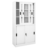 Office Cabinet with Sliding Door White 90x40x180 cm Steel - 45-Degree Angle