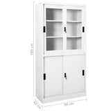 Office Cabinet with Sliding Door White 90x40x180 cm Steel - Low Angle