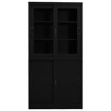 Office Cabinet with Sliding Door Black 90x40x180 cm Steel - Front View