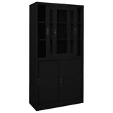 Office Cabinet with Sliding Door Black 90x40x180 cm Steel - 45-Degree Angle