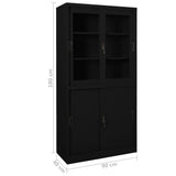 Office Cabinet with Sliding Door Black 90x40x180 cm Steel - Low Angle