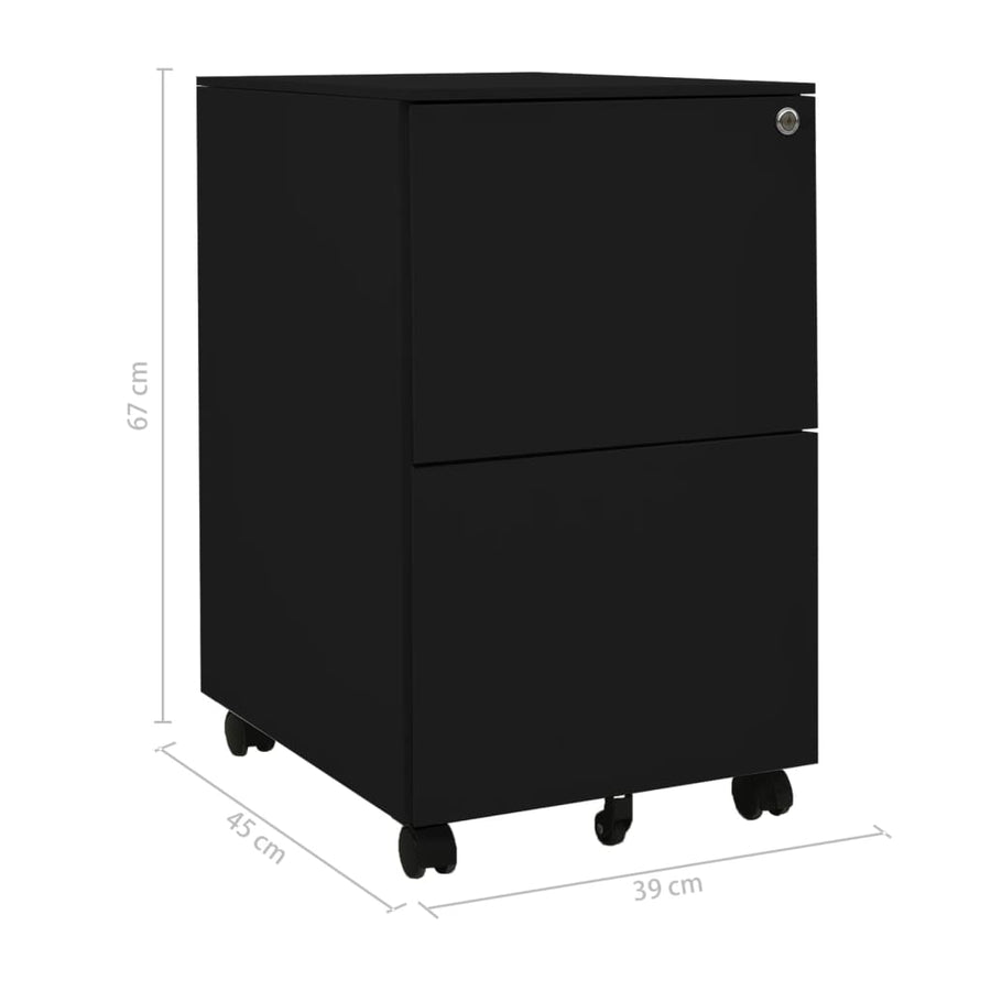 Mobile File Cabinet Black 39x45x67 cm Steel