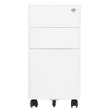 Mobile File Cabinet White 30x45x59 cm Steel - Front View