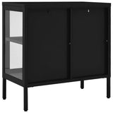 Sideboard Black 70x35x70 cm Steel and Glass