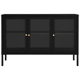 Sideboard Black 105x35x70 cm Steel and Glass - Side View