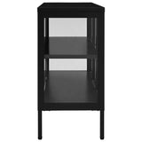 Sideboard Black 105x35x70 cm Steel and Glass - Top-Down View