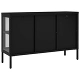 Sideboard Black 105x35x70 cm Steel and Glass - 45-Degree Angle