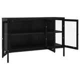 Sideboard Black 105x35x70 cm Steel and Glass - Rear View