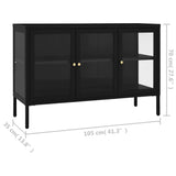 Sideboard Black 105x35x70 cm Steel and Glass - Extra Image