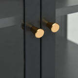 Sideboard Anthracite 105x35x70 cm Steel and Glass - Close-Up Angle