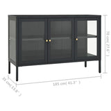 Sideboard Anthracite 105x35x70 cm Steel and Glass - Extra Image