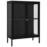 Sideboard Black 75x35x105 cm Steel and Glass - Front View
