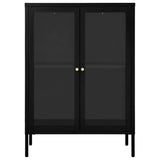 Sideboard Black 75x35x105 cm Steel and Glass - Side View
