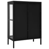 Sideboard Black 75x35x105 cm Steel and Glass - 45-Degree Angle