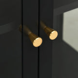 Sideboard Black 75x35x105 cm Steel and Glass - Close-Up Angle