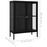 Sideboard Black 75x35x105 cm Steel and Glass - Extra Image