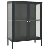 Sideboard Anthracite 75x35x105 cm Steel and Glass - Front View