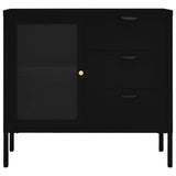 Sideboard Black 75x35x70 cm Steel and Tempered Glass - Side View