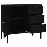 Sideboard Black 75x35x70 cm Steel and Tempered Glass - Rear View