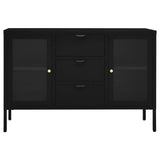 Sideboard Black 105x35x70 cm Steel and Tempered Glass - Side View