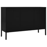 Sideboard Black 105x35x70 cm Steel and Tempered Glass - 45-Degree Angle