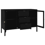 Sideboard Black 105x35x70 cm Steel and Tempered Glass - Rear View
