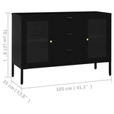 Sideboard Black 105x35x70 cm Steel and Tempered Glass - Extra Image