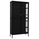 Display Cabinet Black 90x40x180 cm Steel and Tempered Glass - Front View
