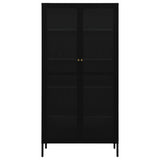 Display Cabinet Black 90x40x180 cm Steel and Tempered Glass - Side View