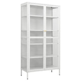 Display Cabinet White 90x40x180 cm Steel and Tempered Glass - Front View