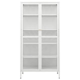 Display Cabinet White 90x40x180 cm Steel and Tempered Glass - Side View