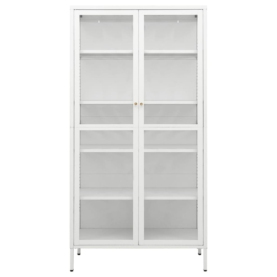 Display Cabinet White 90x40x180 cm Steel and Tempered Glass