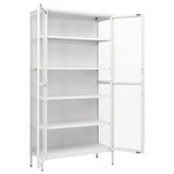 Display Cabinet White 90x40x180 cm Steel and Tempered Glass - Rear View