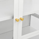 Display Cabinet White 90x40x180 cm Steel and Tempered Glass - Close-Up Angle