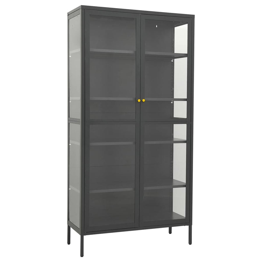Display Cabinet Anthracite 90x40x180cm Steel and Tempered Glass