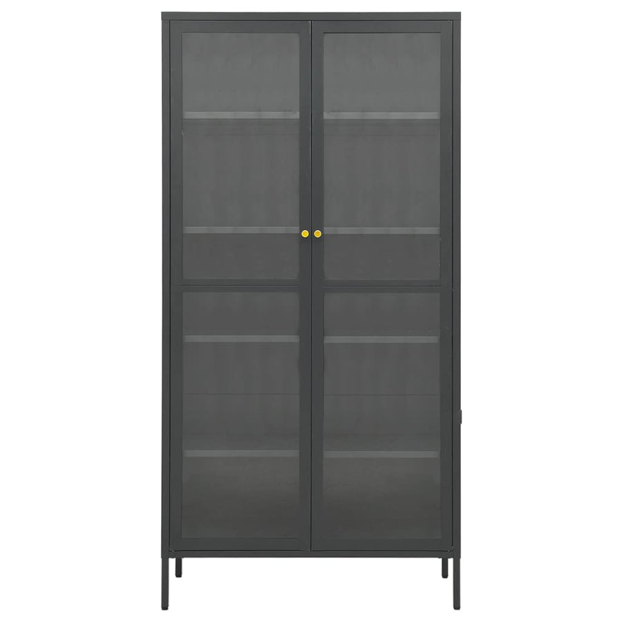 Display Cabinet Anthracite 90x40x180cm Steel and Tempered Glass