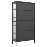 Display Cabinet Anthracite 90x40x180 cm Steel and Tempered Glass - Rear View