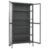 Display Cabinet Anthracite 90x40x180 cm Steel and Tempered Glass - Close-Up Angle