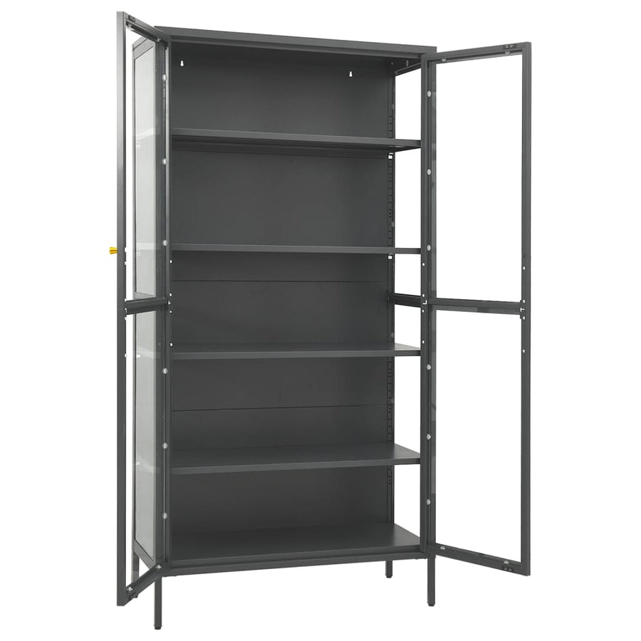 Display Cabinet Anthracite 90x40x180cm Steel and Tempered Glass