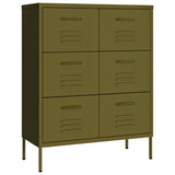 Drawer Cabinet Olive Green 80x35x101.5 cm Steel - Front View