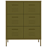 Drawer Cabinet Olive Green 80x35x101.5 cm Steel - Side View