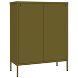 Drawer Cabinet Olive Green 80x35x101.5 cm Steel - 45-Degree Angle