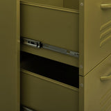 Drawer Cabinet Olive Green 80x35x101.5 cm Steel - Low Angle