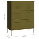 Drawer Cabinet Olive Green 80x35x101.5 cm Steel - Extra Image