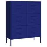 Drawer Cabinet Navy Blue 80x35x101.5 cm Steel - Front View