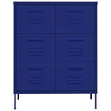 Drawer Cabinet Navy Blue 80x35x101.5 cm Steel - Side View