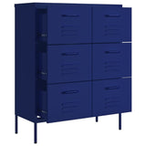 Drawer Cabinet Navy Blue 80x35x101.5 cm Steel - Rear View