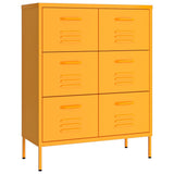 Drawer Cabinet Mustard Yellow 80x35x101.5 cm Steel - Front View