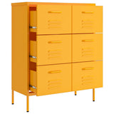 Drawer Cabinet Mustard Yellow 80x35x101.5 cm Steel - Rear View
